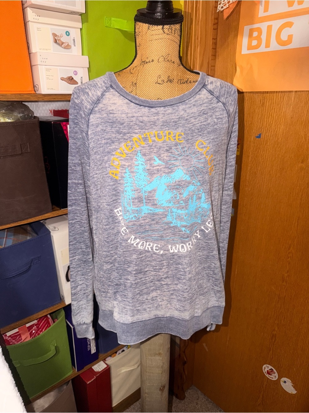 Blue Graphic Adventure Crewneck Sweatshirt - Women's Sweater - Picture 1 of 8